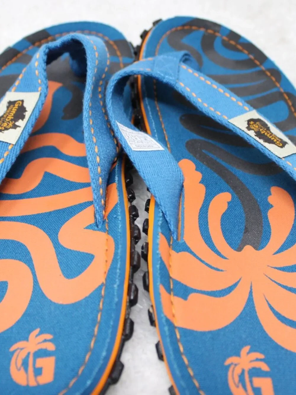Gumbies Islander Canvas Flip Flops Sandals Mens 8 Womens 9 Blue Tropical Print